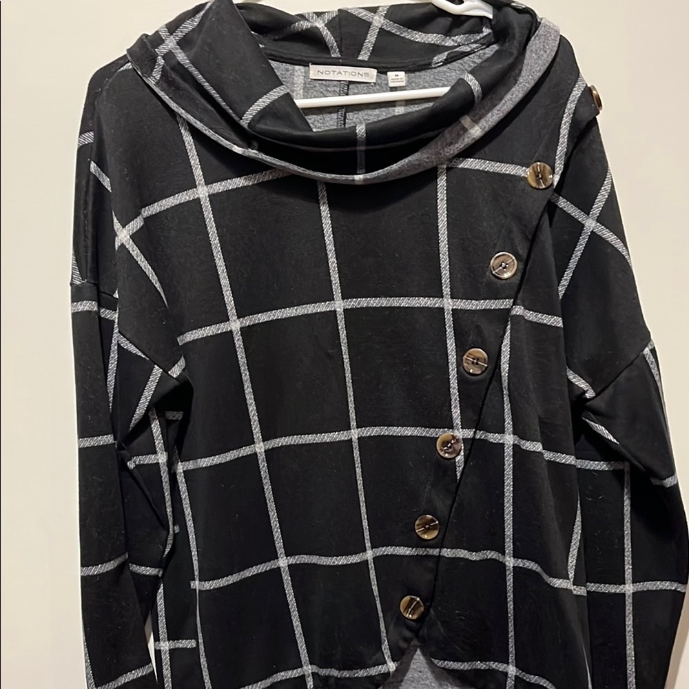 Notations Black Plaid Women's Sweater
